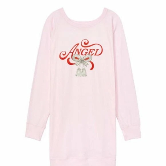 Victoria's Secret Angel Light Pink Pajama Shirt Dress Nightie - Picture 3 of 7